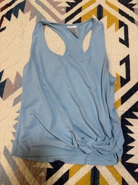 Light Blue Racerback Tank Top with Tie Front
